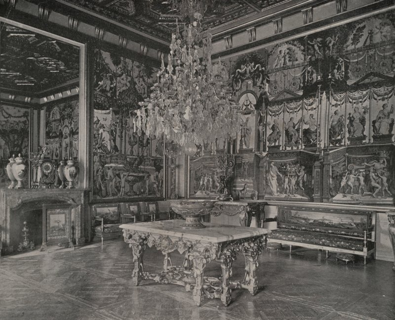 Pałac Fontainebleau, Salon Recepcji (zdjęcie czarno-białe) autorstwa French Photographer