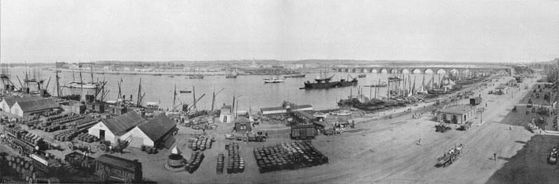 Panorama Rade i Pont de Bordeaux, Widok z urzędu celnego (zdjęcie czarno-białe) autorstwa French Photographer