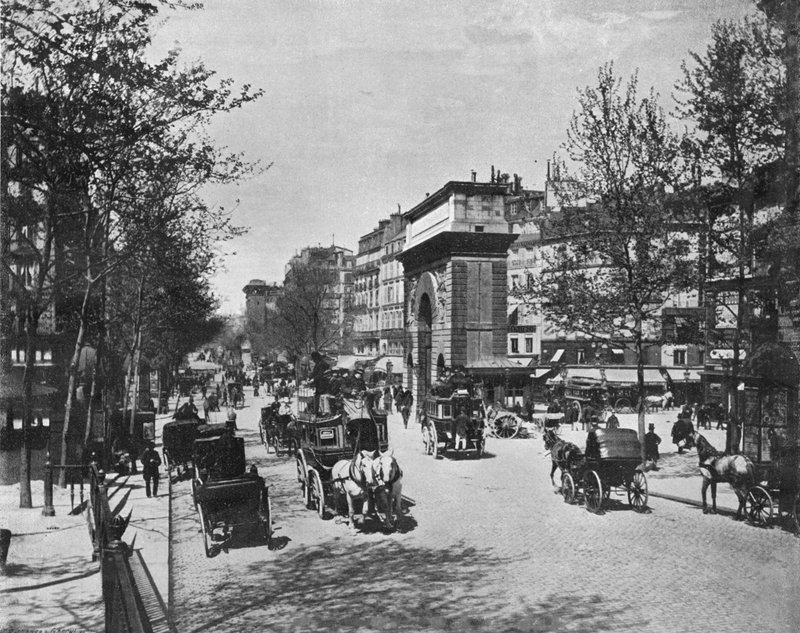 Paryż - Porte Saint-Martin (zdjęcie czarno-białe) autorstwa French Photographer