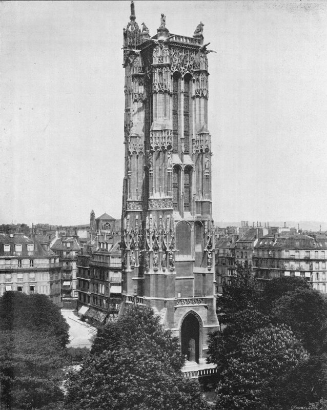 Paryż - Wieża Saint-Jacques (zdjęcie czarno-białe) autorstwa French Photographer