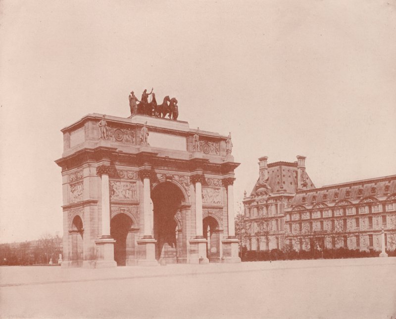 Paryż: Łuk Karuzeli (zdjęcie czarno-białe) autorstwa French Photographer