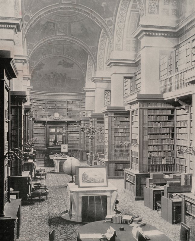 Paryż: Biblioteka Izby Deputowanych (zdjęcie czarno-białe) autorstwa French Photographer