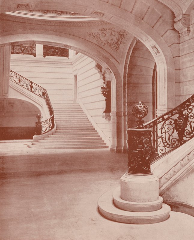 Paryż: schody ruchome Sorbony (zdjęcie czarno-białe) autorstwa French Photographer