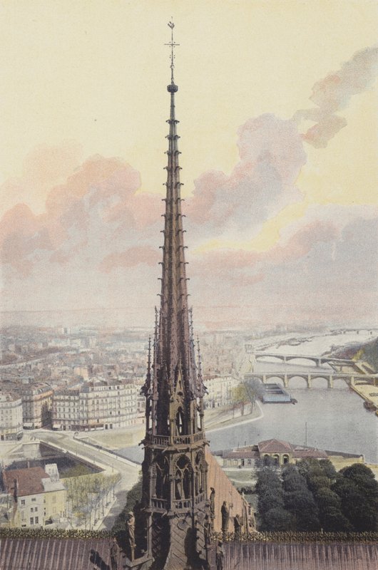 Paryż, Strzała Notre-Dame, Widok z Wieży Południowej autorstwa French Photographer