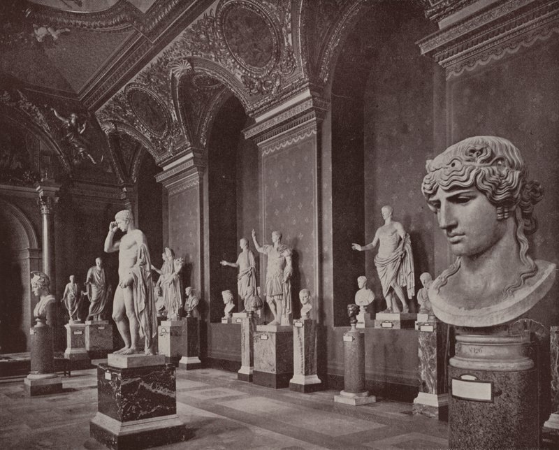 Paryż: Galeria Augusta, Luwr (zdjęcie czarno-białe) autorstwa French Photographer