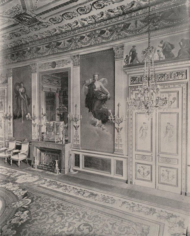 Paryż: Ambasada Niemiec, Sala Czterech Pór Roku, Wiosna (zdjęcie czarno-białe) autorstwa French Photographer