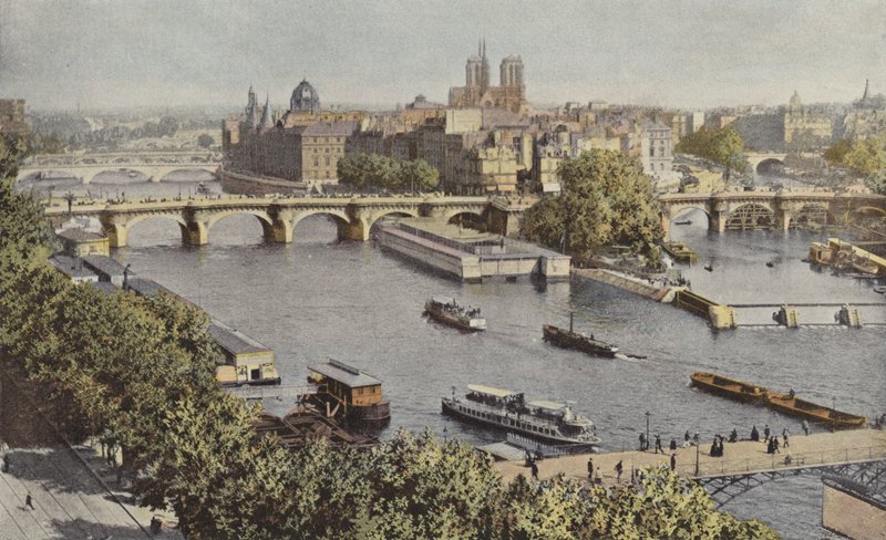 Paryż, Pont-Neuf i Ile de la Cite, Widok z Luwru autorstwa French Photographer