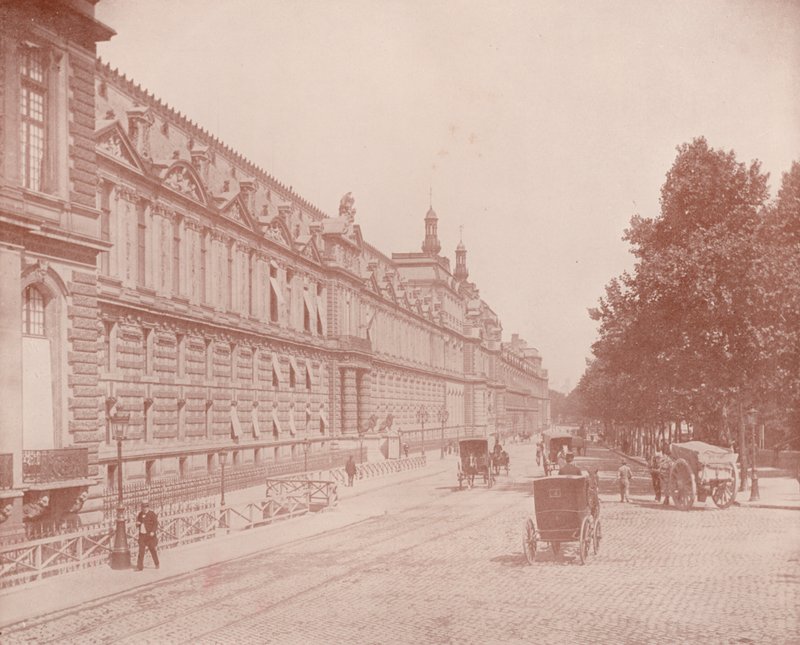 Paryż: Pałac Luwru i Tuileries, South Side (zdjęcie czarno-białe) autorstwa French Photographer