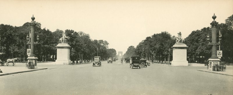 Paryż, Perspektywa Champs-Elysees, Konie Marly, Champs Elysees Avenue, Marly Horses autorstwa French Photographer