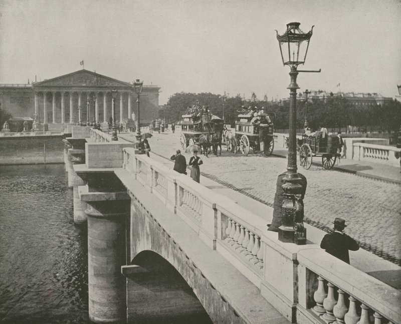 Paryż: Pont de la Concorde i Izba Deputowanych (zdjęcie czarno-białe) autorstwa French Photographer