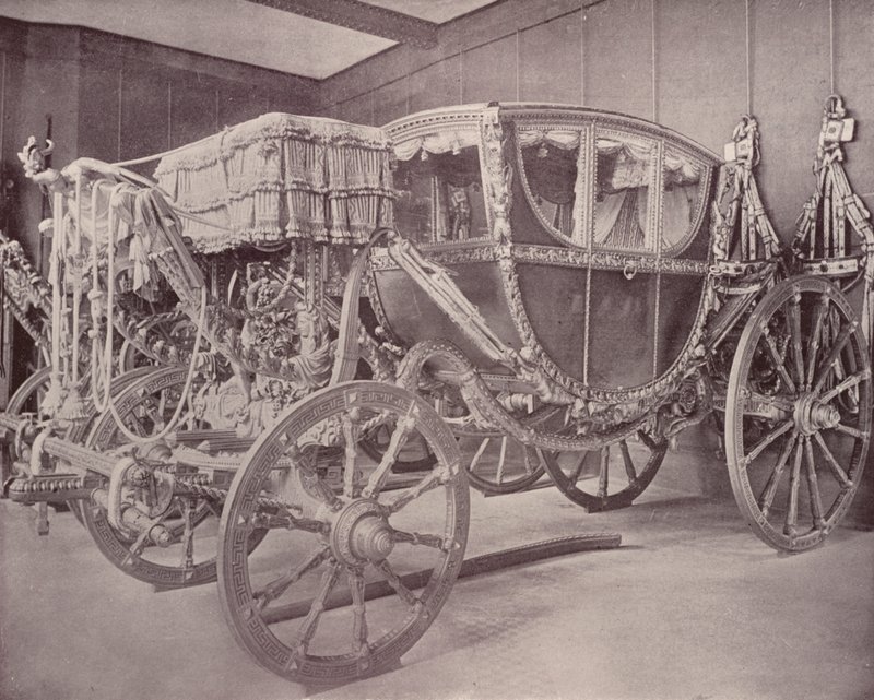 Paryż: Royal Carriage, Musee Cluny (zdjęcie czarno-białe) autorstwa French Photographer