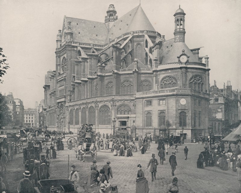 Paryż: Kościół św. Eustachego (zdjęcie czarno-białe) autorstwa French Photographer
