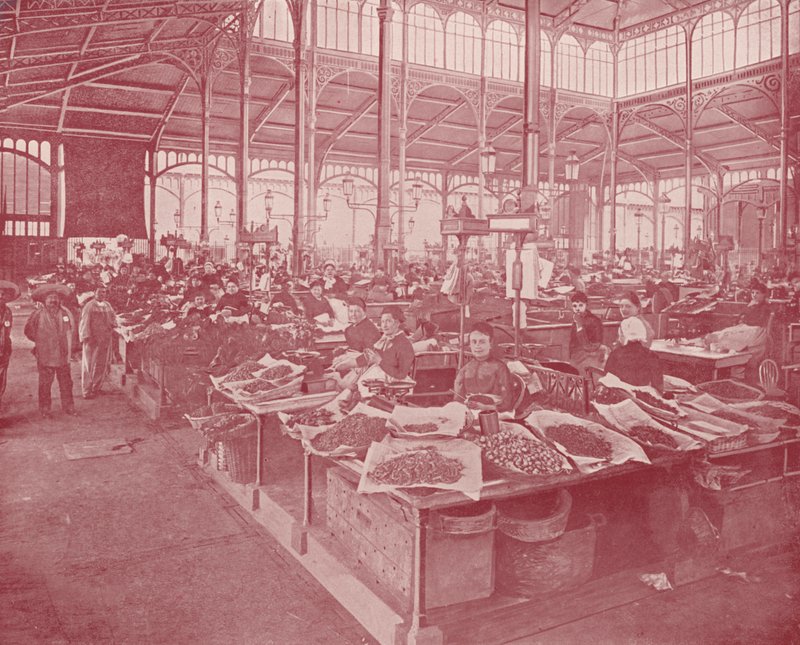 Paryż: Grand Central Market (zdjęcie czarno-białe) autorstwa French Photographer