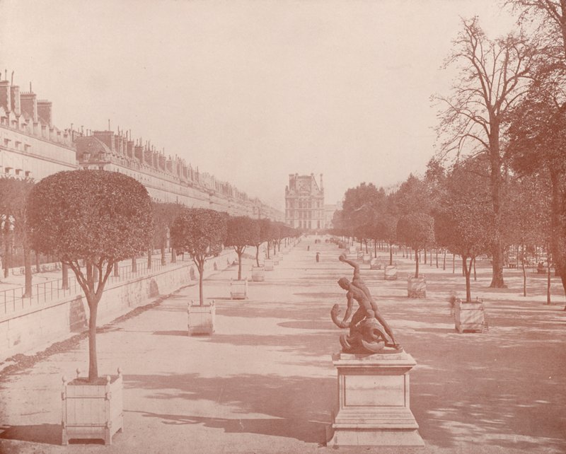 Paryż: Oranżeria, Ogród Tuileries (zdjęcie czarno-białe) autorstwa French Photographer
