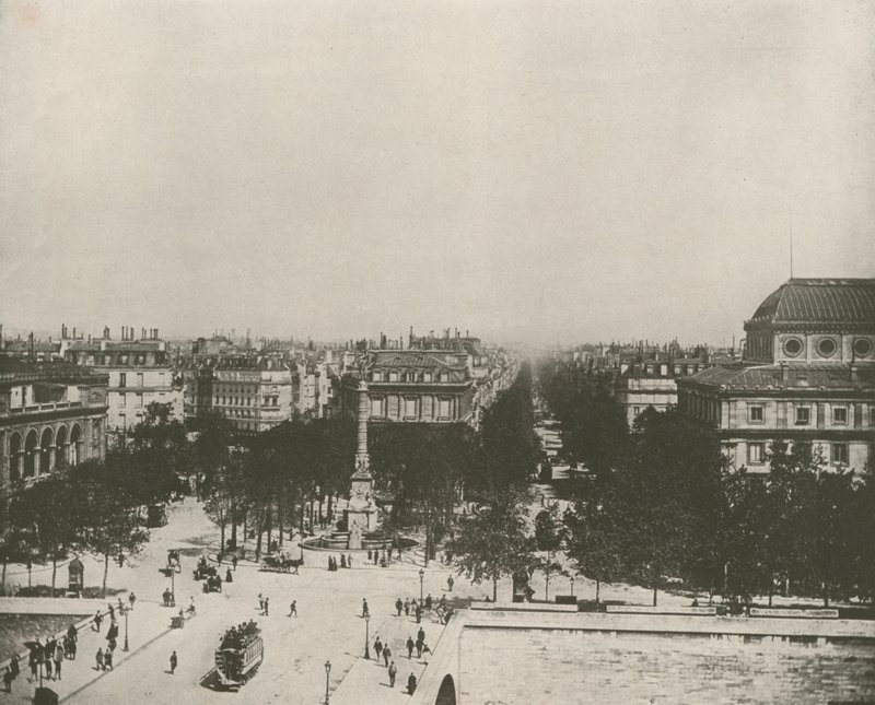 Paryż: Place du Chatelet (zdjęcie czarno-białe) autorstwa French Photographer