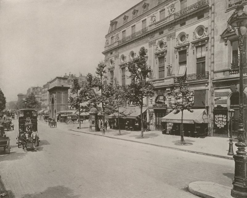 Paryż: Teatr Renesansu i Porte St Martin (zdjęcie czarno-białe) autorstwa French Photographer