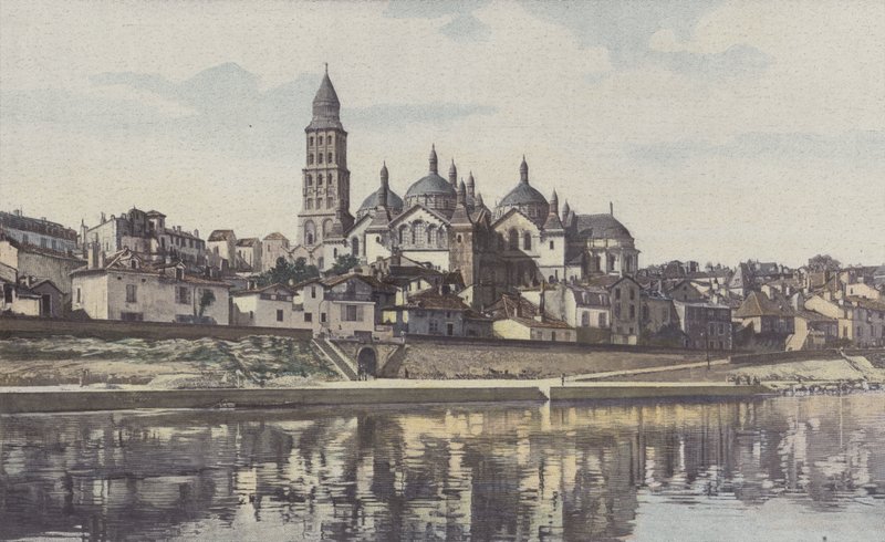 Perigueux, Katedra Saint-Front, Widok z lewego brzegu wyspy autorstwa French Photographer