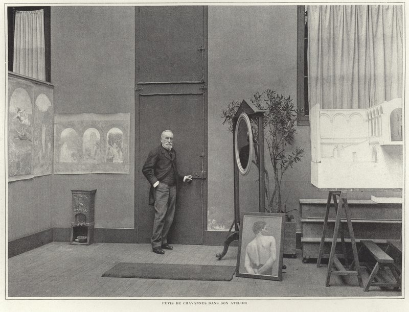 Pierre Puvis de Chavannes w swoim warsztacie autorstwa French Photographer