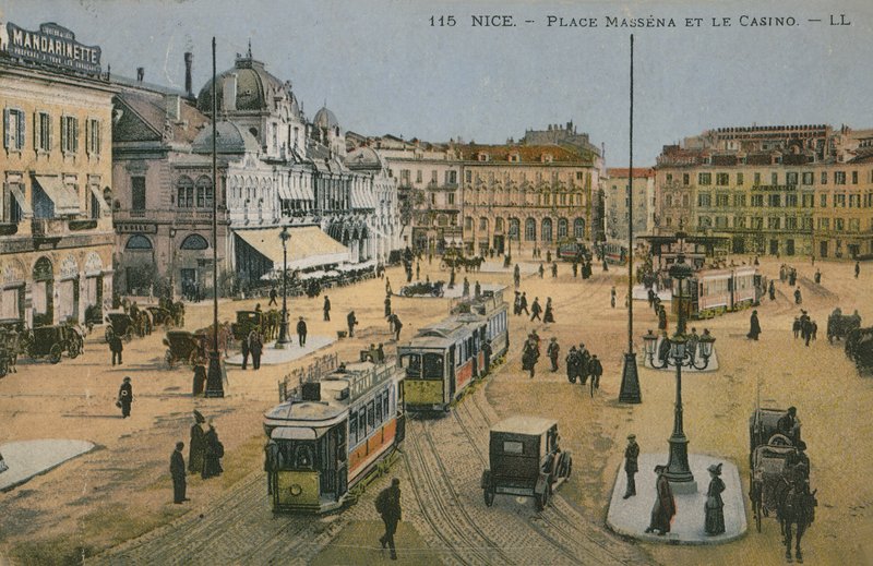 Place Massena i kasyno, Nicea. Pocztówka wysłana w 1913 roku. autorstwa French Photographer
