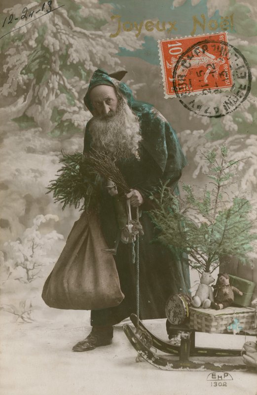 Pocztówka Świętego Mikołaja wysłana 24 grudnia 1913 r. (zdjęcie ręcznie kolorowane) autorstwa French Photographer