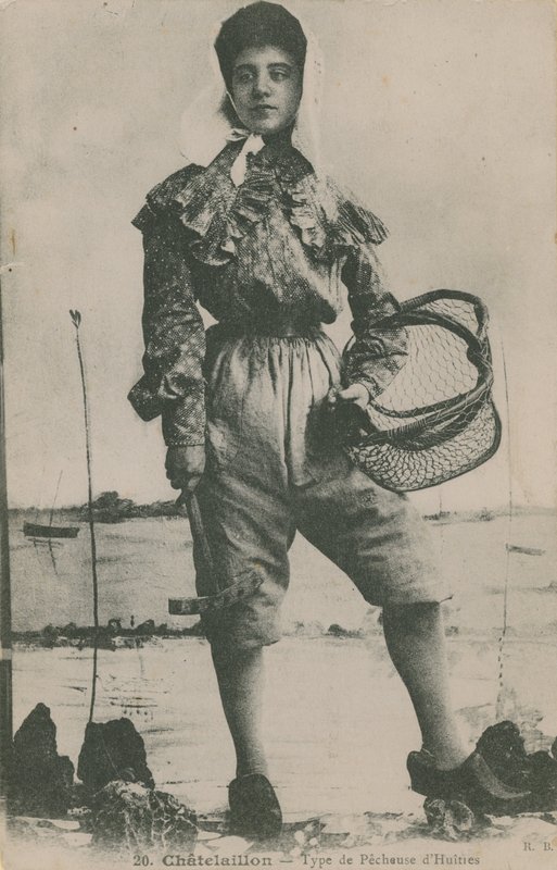 Pocztówka przedstawiająca poławiacza ostryg, wysłana w 1913 r. autorstwa French Photographer
