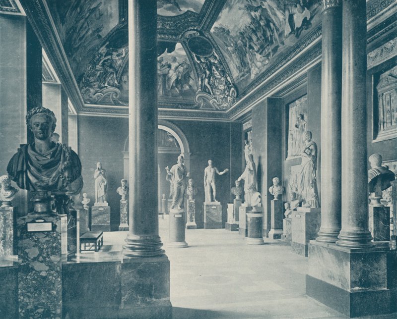 Sala Pór Roku, Luwr (zdjęcie czarno-białe) autorstwa French Photographer