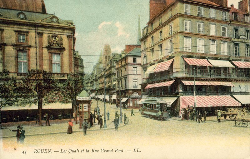 Rouen, Francja, The Quays, The Grand Pont Street autorstwa French Photographer