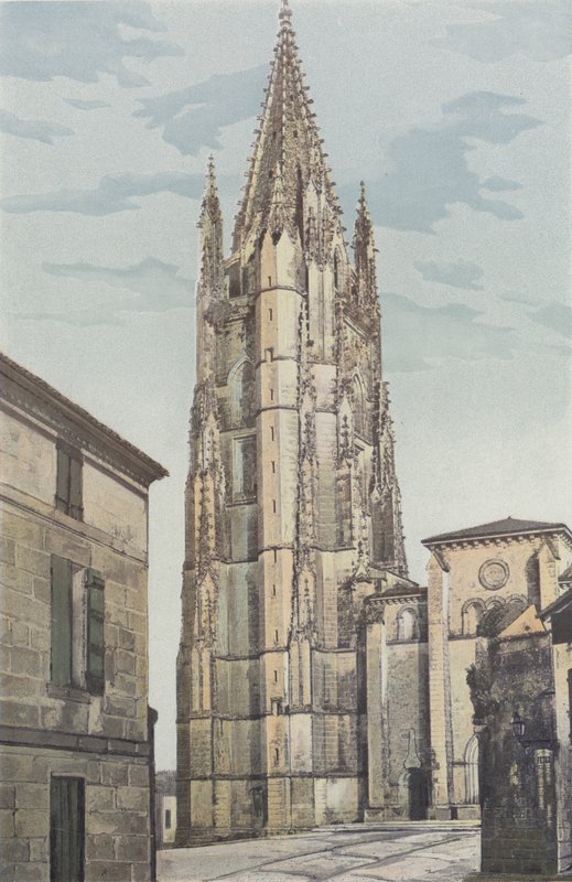 Saintes, kościół Saint-Eutrope, dzwonnica i fasada O autorstwa French Photographer