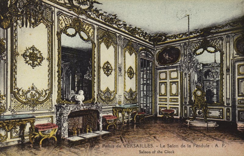Salon de la Pendulum, Pałac Wersalski (zdjęcie kolorowe) autorstwa French Photographer