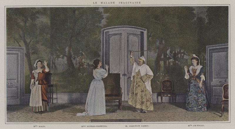 Scena ze spektaklu Le Malade Imaginaire Moliera (zdjęcie kolorowe) autorstwa French Photographer