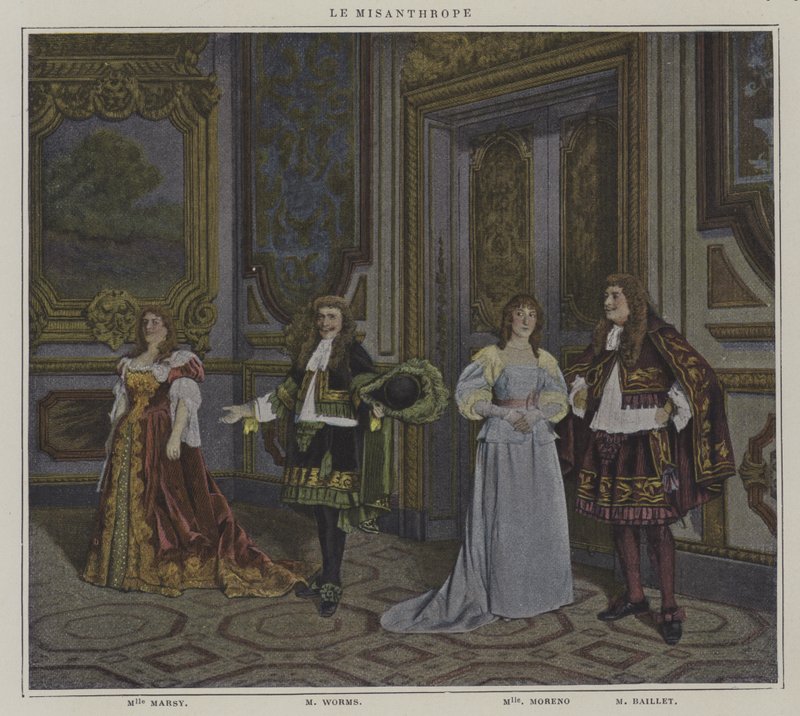 Scena ze spektaklu Le Misanthrope Moliera (zdjęcie kolorowe) autorstwa French Photographer