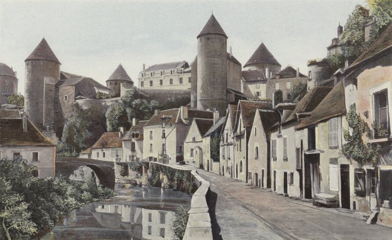 Semur, Widok z brzegu Armancon autorstwa French Photographer