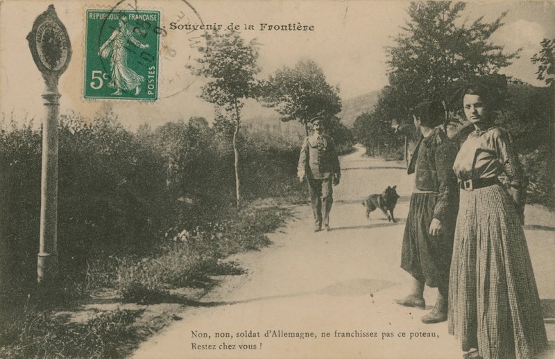 Pamiątka z pogranicza francusko-niemieckiego. Pocztówka wysłana w 1913 roku. autorstwa French Photographer