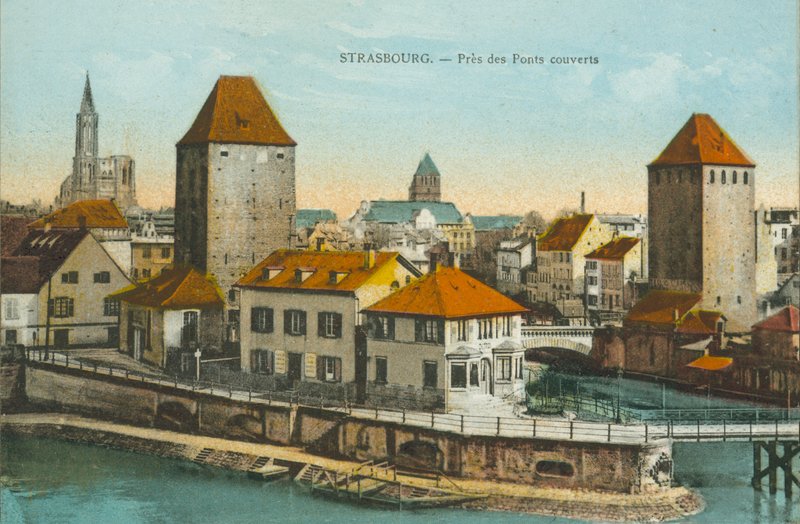 Strasburg: Pres des Ponts couverts (zdjęcie kolorowe) autorstwa French Photographer