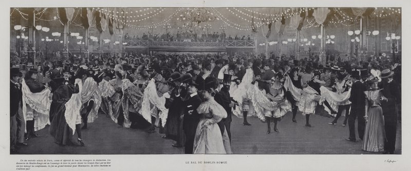 Sala balowa w Moulin Rouge, Paryż (zdjęcie czarno-białe) autorstwa French Photographer