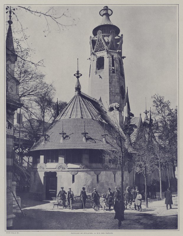 Pawilon Finlandii na Exposition Universelle 1900, Paryż (zdjęcie czarno-białe) autorstwa French Photographer