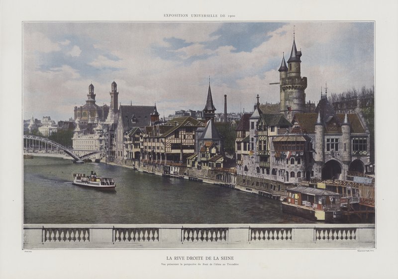 Prawy brzeg Sekwany podczas Exposition Universelle 1900, Paryż (zdjęcie kolorowe) autorstwa French Photographer