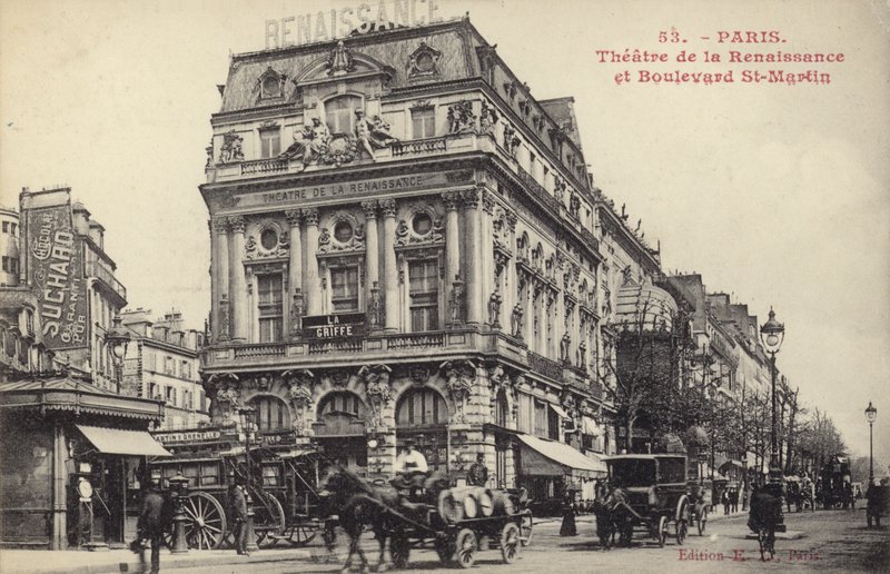 Theatre de la Renaissance i Boulevard St Martin, Paryż autorstwa French Photographer