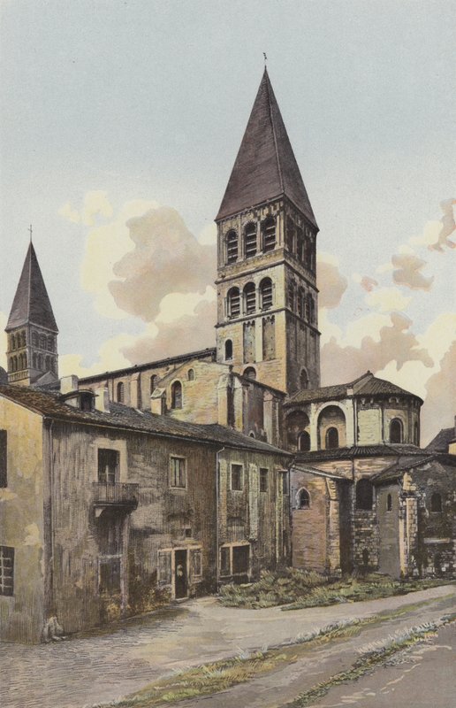 Tournus, kościół, dzwonnica i absyda autorstwa French Photographer