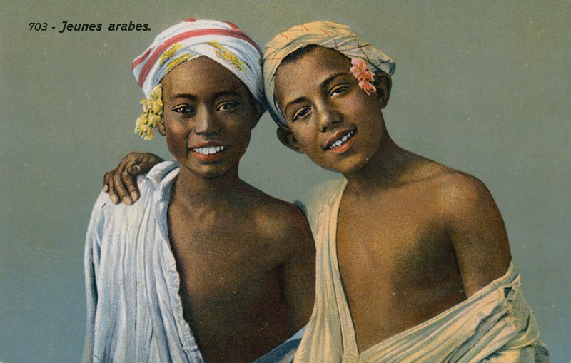 Młodzi Arabowie, pocztówka wysłana 9 września 1913 r. autorstwa French Photographer