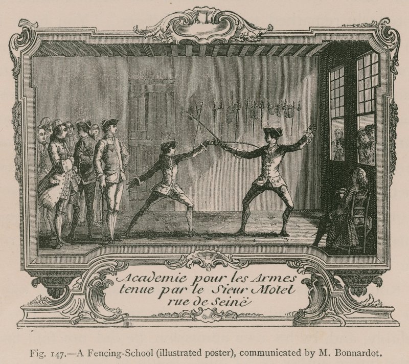 Szkoła szermierki (ilustrowany plakat), przekazana przez M. Bonnardota autorstwa French School
