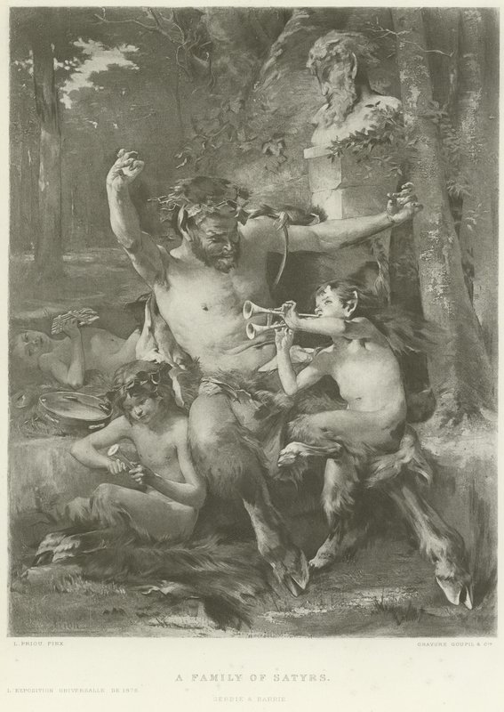 Rodzina satyrów (grawiura) autorstwa French School