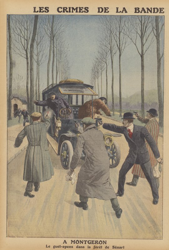 Gang uzbrojonych rabusiów kradnący samochód w Montgeron we Francji autorstwa French School