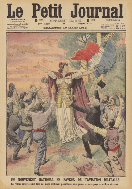 Narodowy ruch na rzecz lotnictwa wojskowego (litografia kolorowa) autorstwa French School