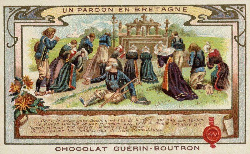 Ułaskawienie w Bretanii (chromolitho) autorstwa French School