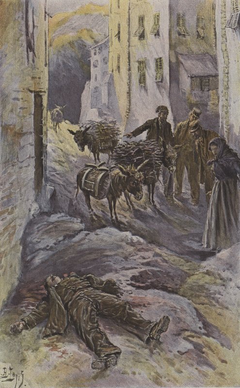 Ofiara korsykańskich bandytów (kolor lito) autorstwa French School