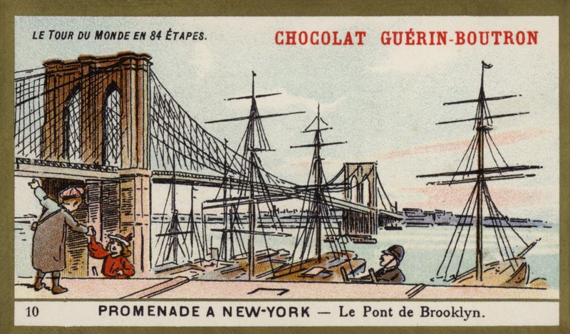 Spacer po Nowym Jorku - Most Brookliński (chromolitho) autorstwa French School