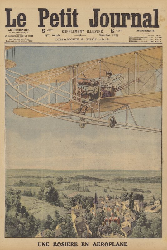 Młoda kobieta lecąca samolotem w Montferrand we Francji (kolor lito) autorstwa French School