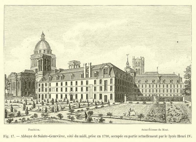 Opactwo Sainte-Genevieve, południowe wybrzeże, zdobyte w 1790 r., obecnie częściowo zajmowane przez liceum Henryka IV autorstwa French School