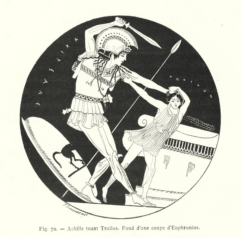 Achilles zabijający Troilusa (lito) autorstwa French School